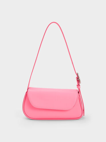 Petra Asymmetrical Front Flap Bag, Pink, hi-res