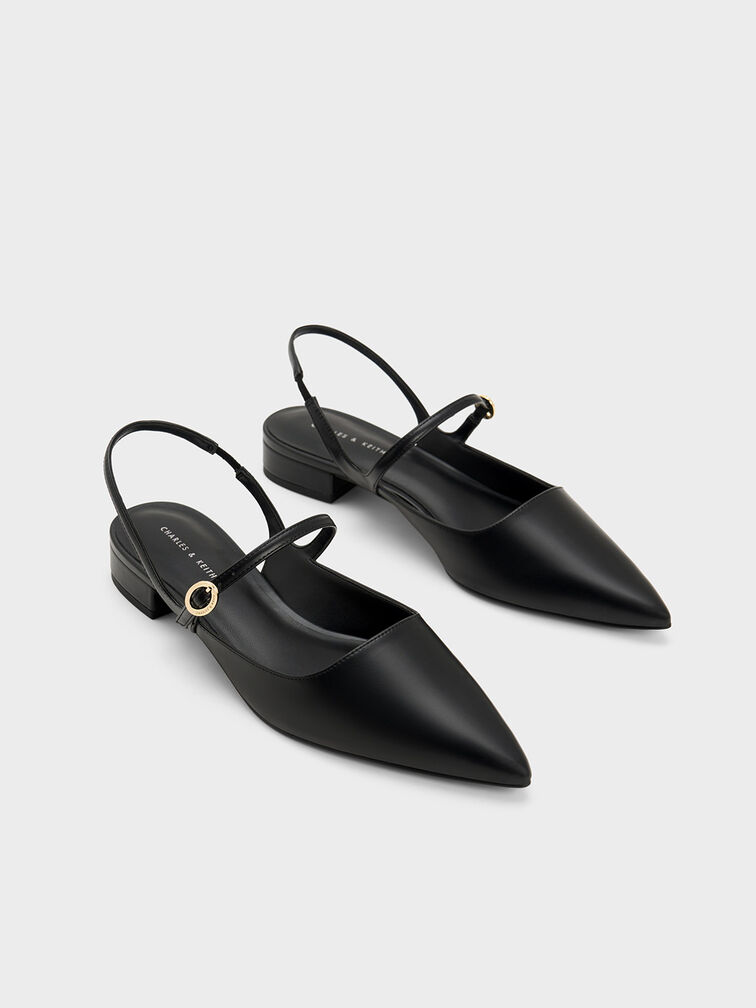 Sepatu Flats Mary Jane Slingback, Black, hi-res