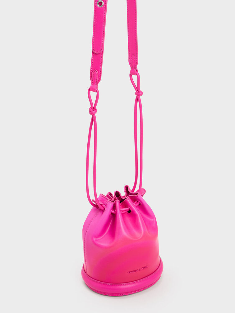 Blossom Drawstring Bucket Bag, Pink, hi-res