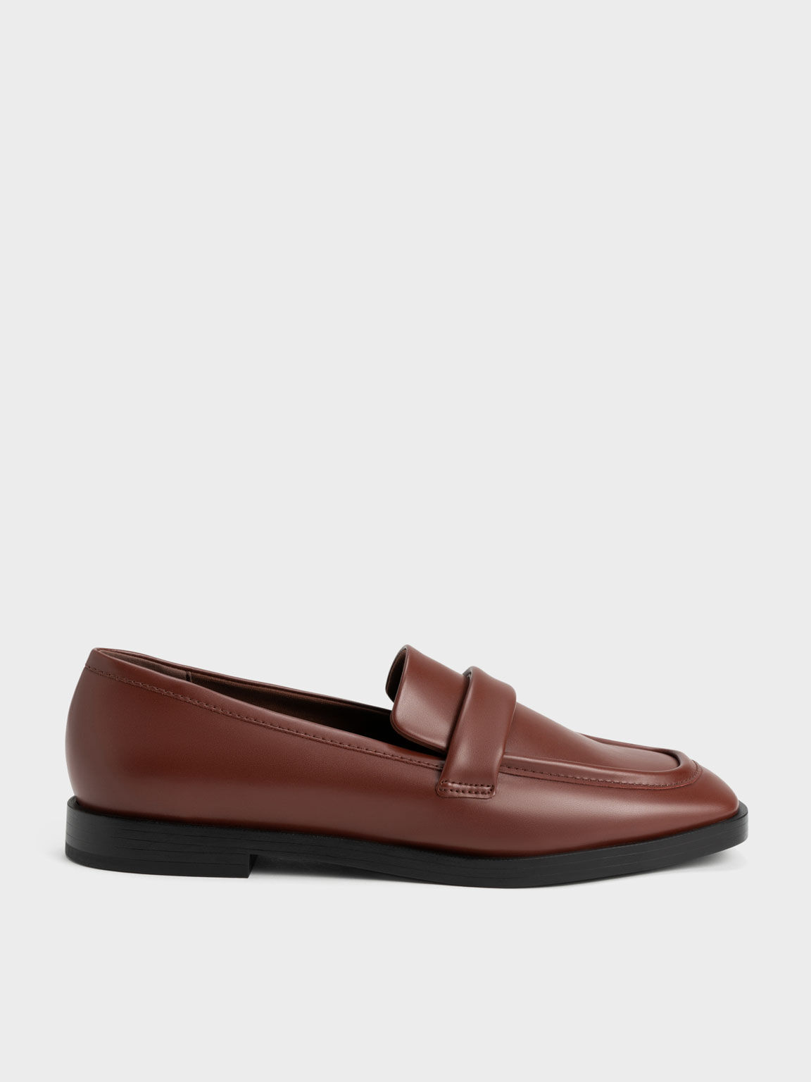 Square-Toe Penny Loafers, Brick, hi-res