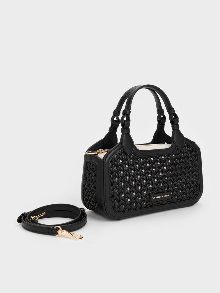 Mini Azure Woven Tote Bag, Black, hi-res
