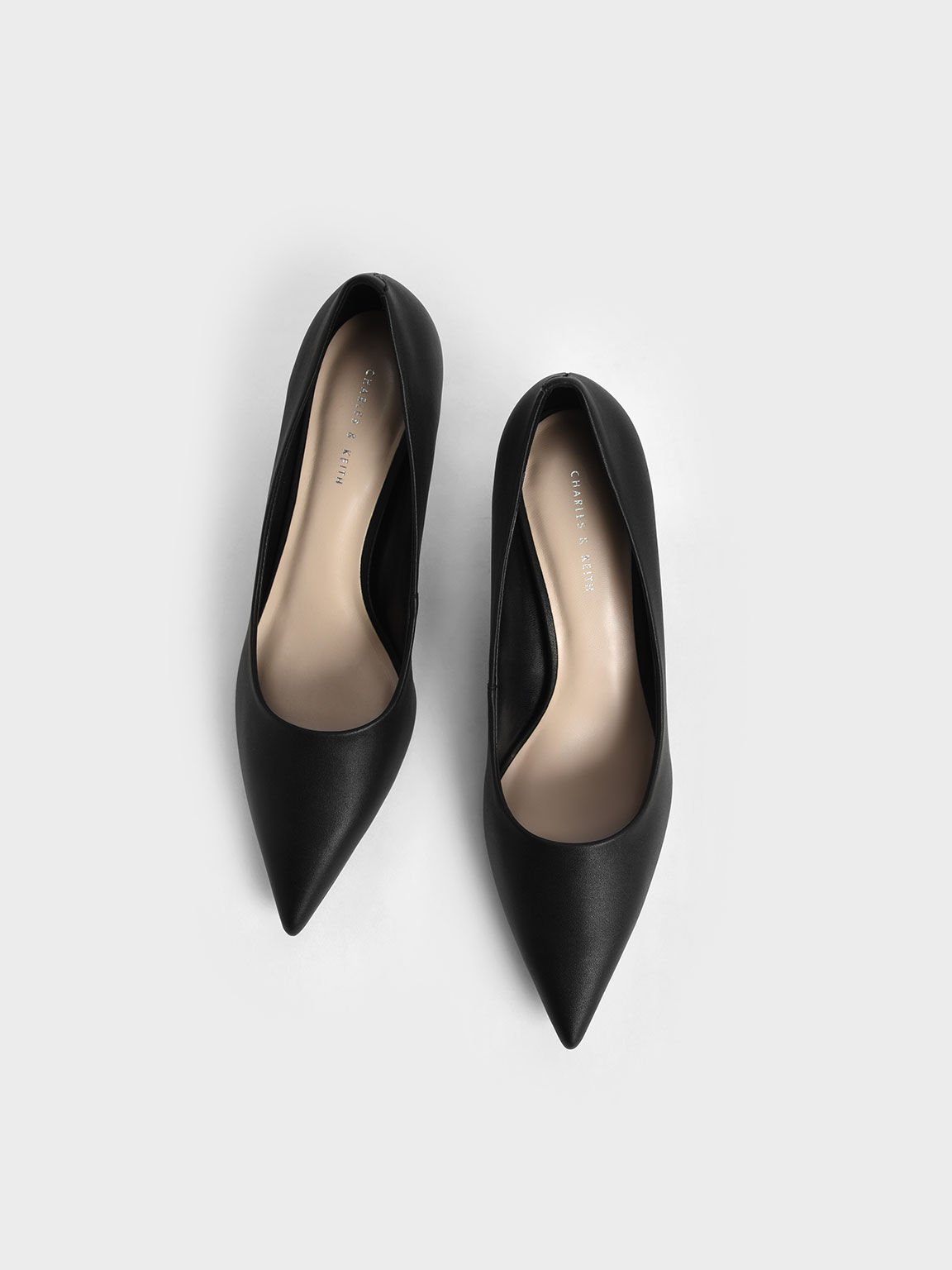 Sepatu Pumps Cone Heel Pointed-Toe, Black, hi-res