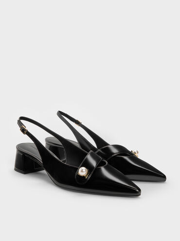 Sepatu Pumps Slingback Pearl Marie, Black Box, hi-res