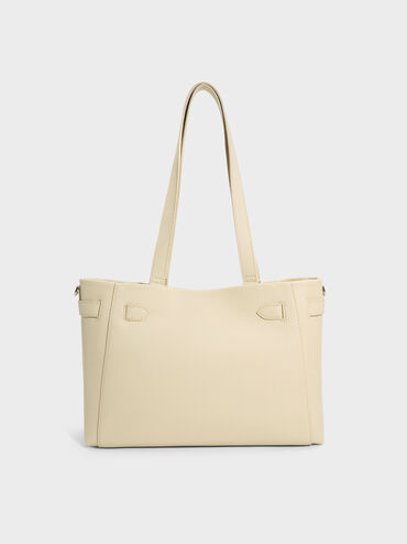 Dinora Belted Tote Bag, Chalk, hi-res