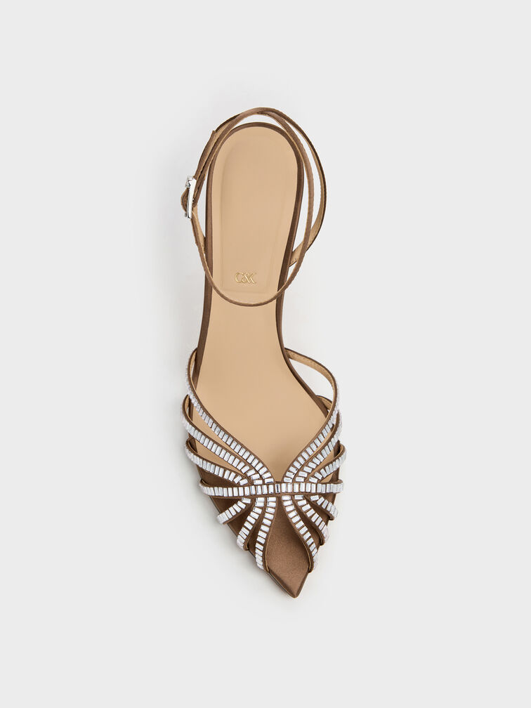 Sandal Stiletto Peep-Toe Jaylene Gem, Brown, hi-res