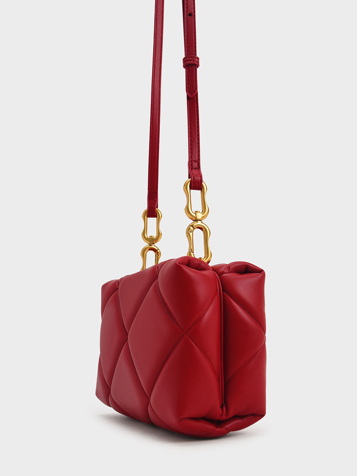 Gemma Chunky Chain Handle Quilted Boxy Bag, Red, hi-res