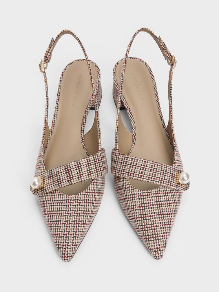 Sepatu Pumps Slingback Pearl Checkered Marie, Multi, hi-res