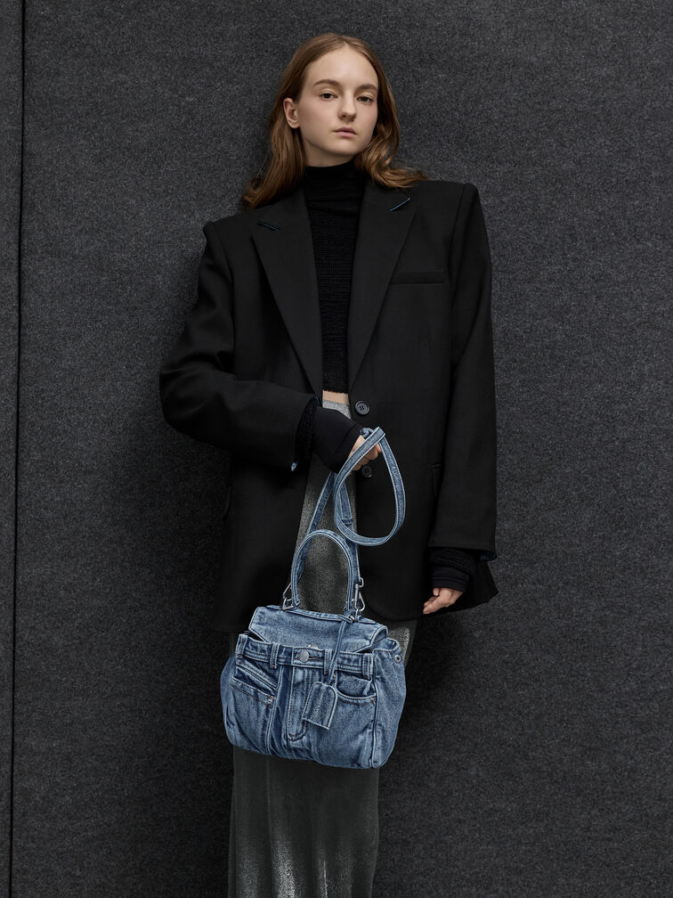 Tas Top Handle Jeans Arita Denim, Denim Blue, hi-res