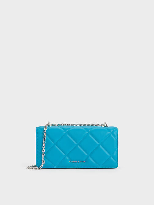 Dompet Panjang Paffuto Chain Handle Quilted, Cerulean, hi-res