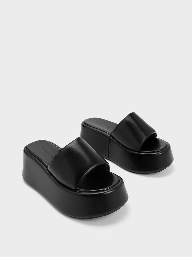 Constance Flatform Sandals, Black, hi-res
