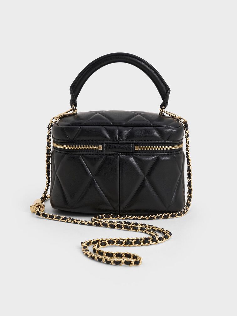Tas Vanity Top Handle Quilted Arwen, Black, hi-res