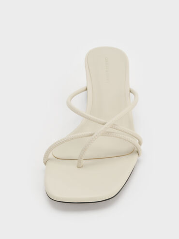 Sandal Block-Heel Toe-Ring Strappy, Chalk, hi-res