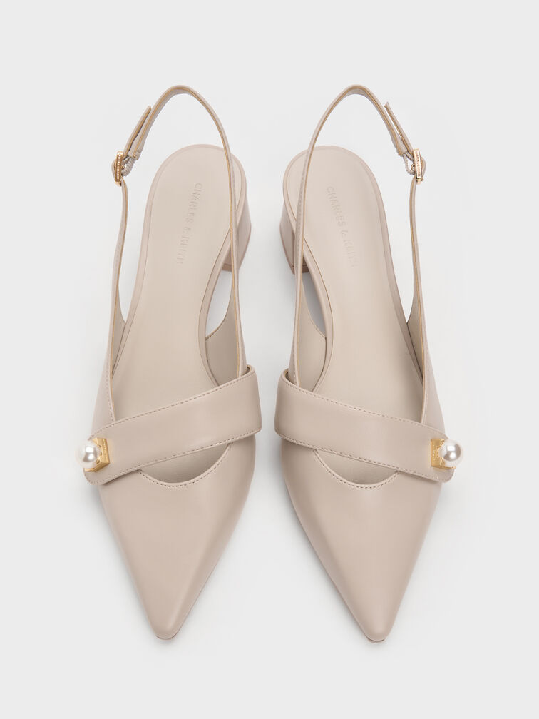 Marie Pearl Slingback Pumps, Taupe, hi-res