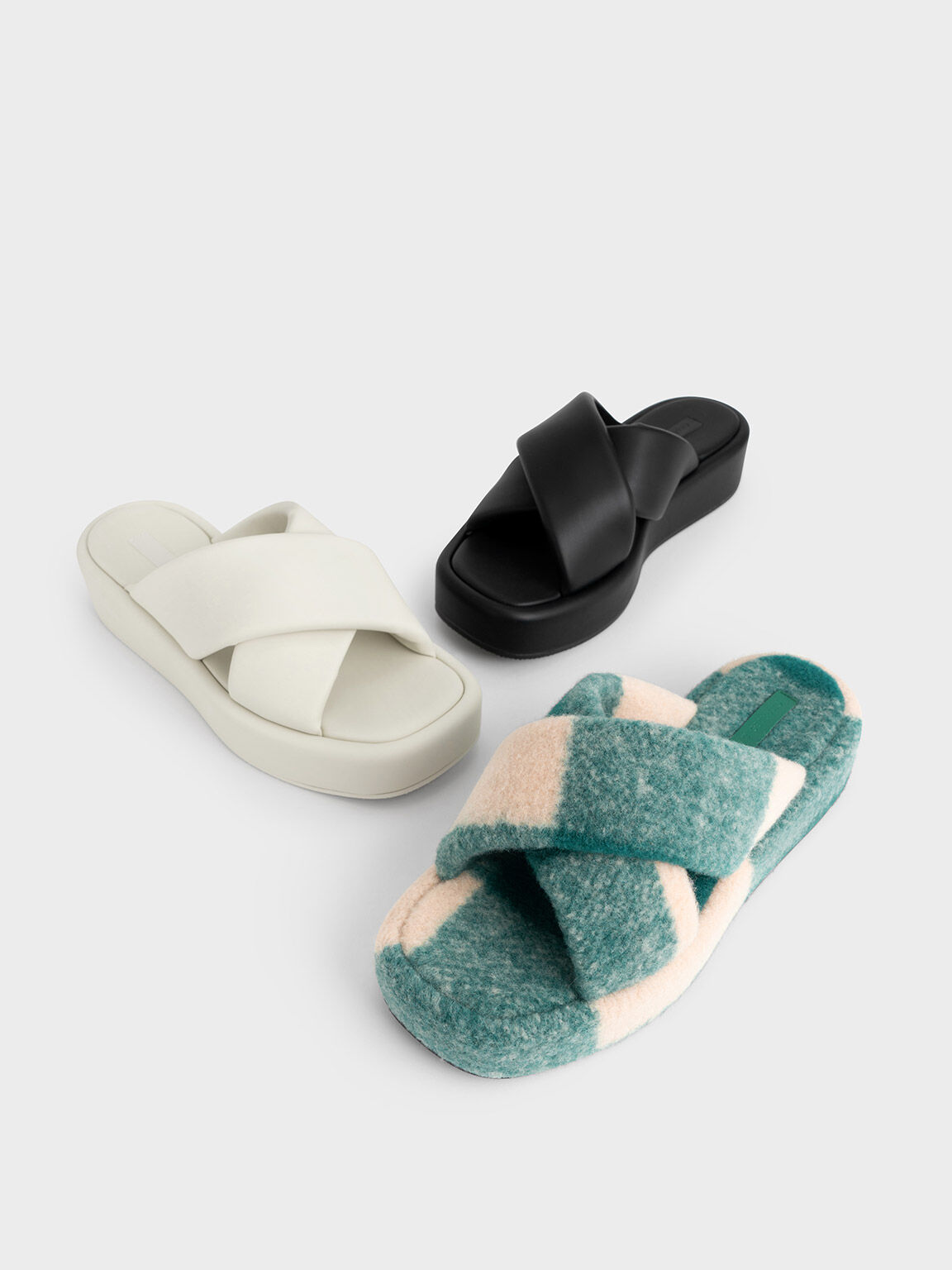 Crossover Platform Sandals, Chalk, hi-res
