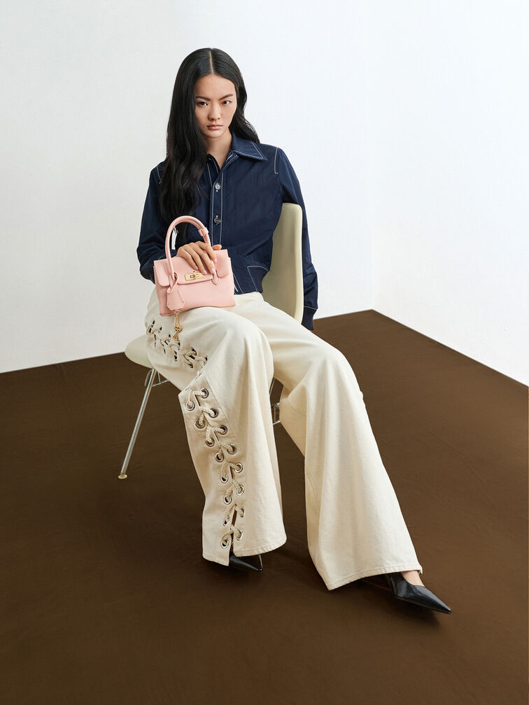 Tas Tote Turn-Lock Kerry Mini, Pink, hi-res