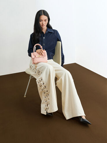 Tas Tote Turn-Lock Kerry Mini, Pink, hi-res