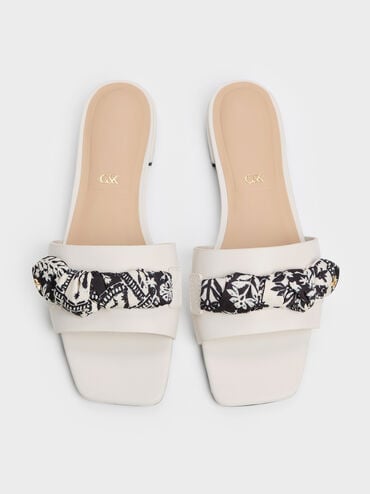 Tayari Leather Printed-Strap Slide Sandals, Chalk, hi-res