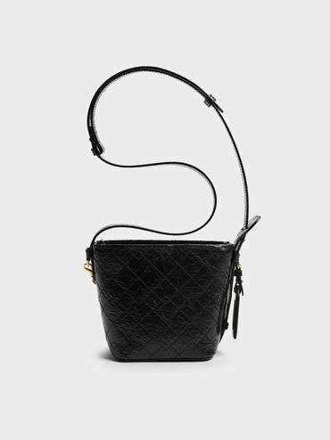 Tas Bucket Chain Quilted Duo, Black, hi-res