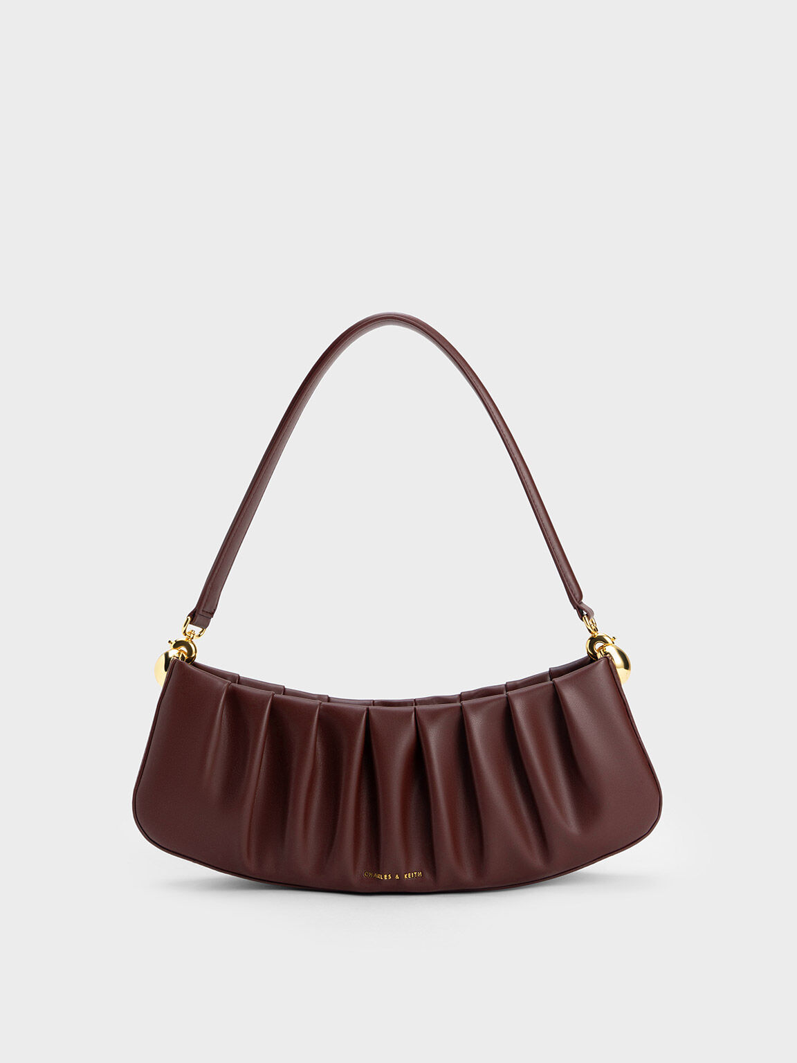 Aldora Ruched Shoulder Bag, Dark Chocolate, hi-res