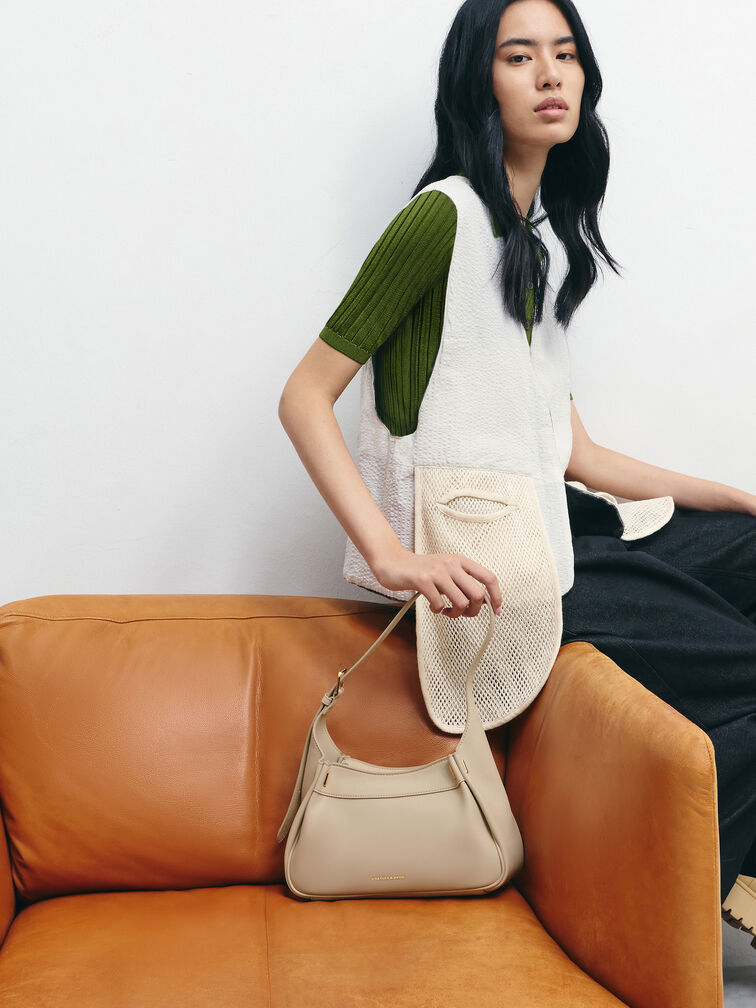 Tas Bahu Pleated Clarice, Dusted Oat, hi-res