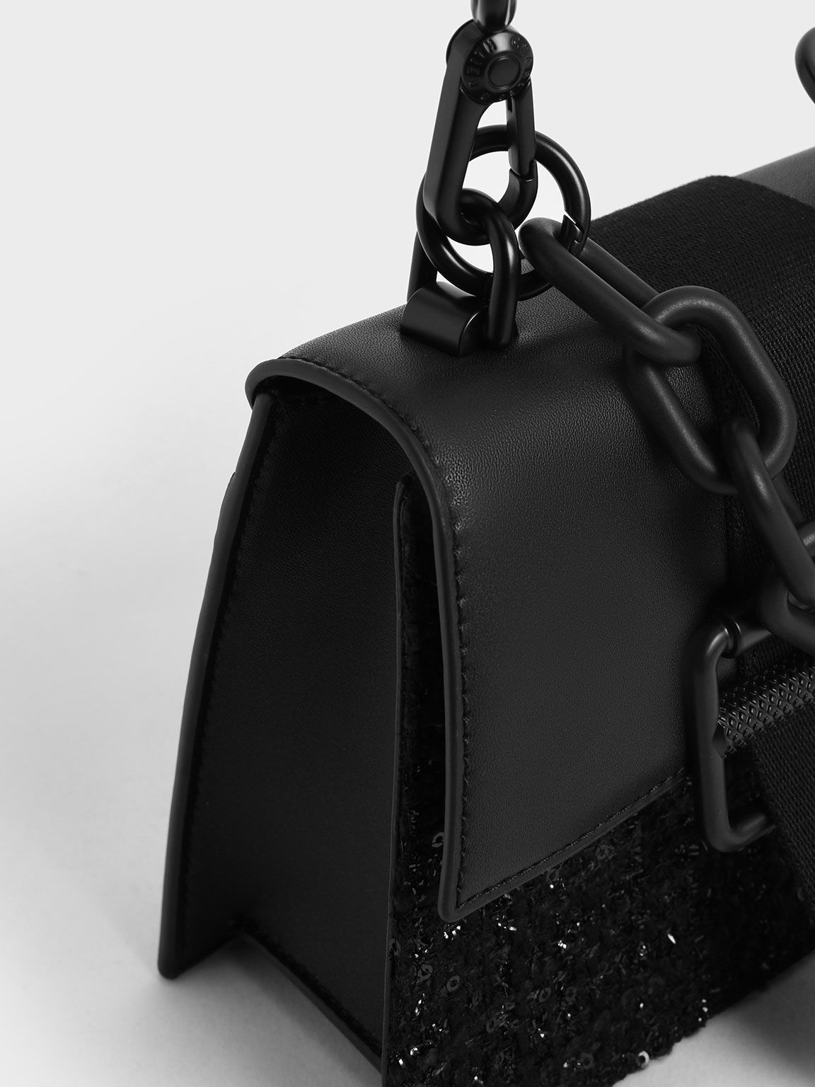 Wren Acrylic Chain-Handle Trapeze Bag, Black, hi-res