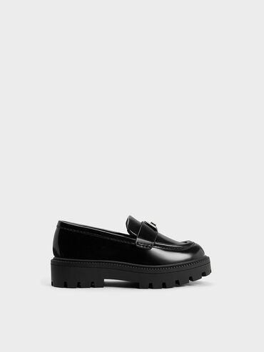 Girls' Trice Metallic Accent Loafers, Black Box, hi-res