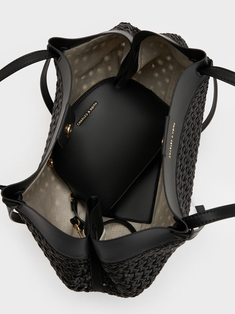 Tas Tote Woven Calla, Black, hi-res