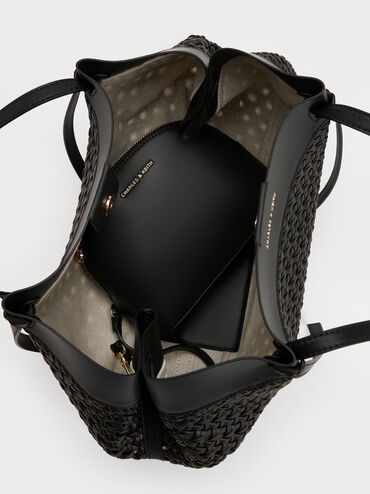Tas Tote Woven Calla, Black, hi-res
