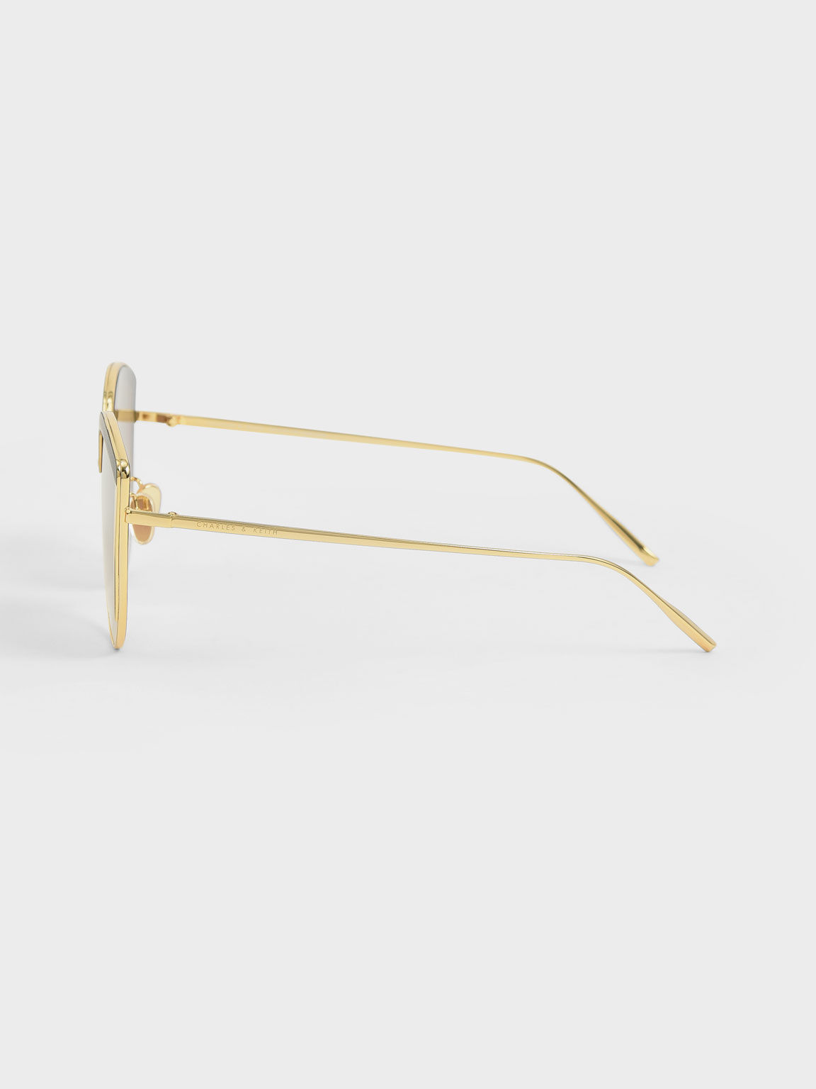 Thin Metal Frame Cat-Eye Sunglasses, Black, hi-res
