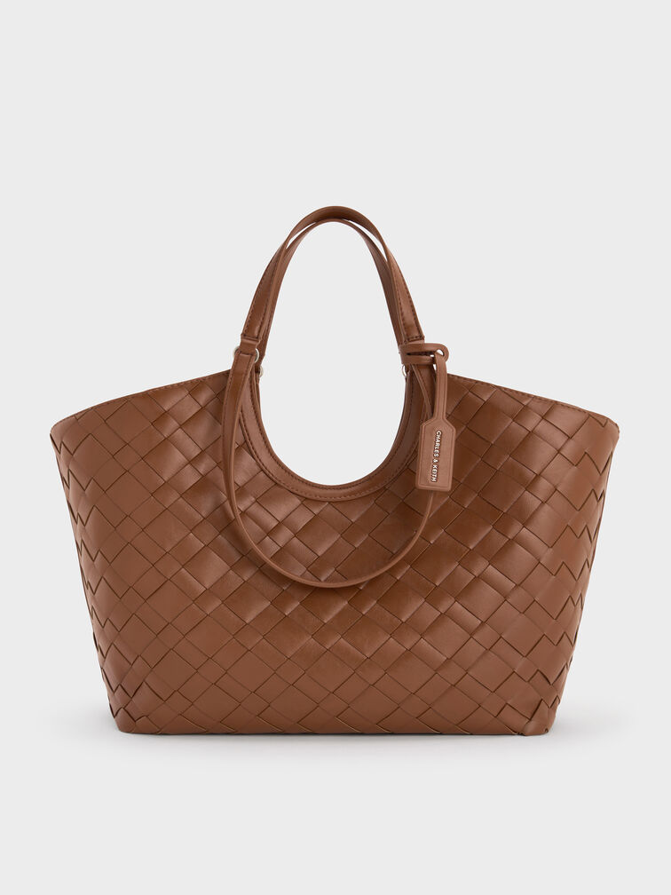 Tote Bag Woven Ivette, Chocolate, hi-res