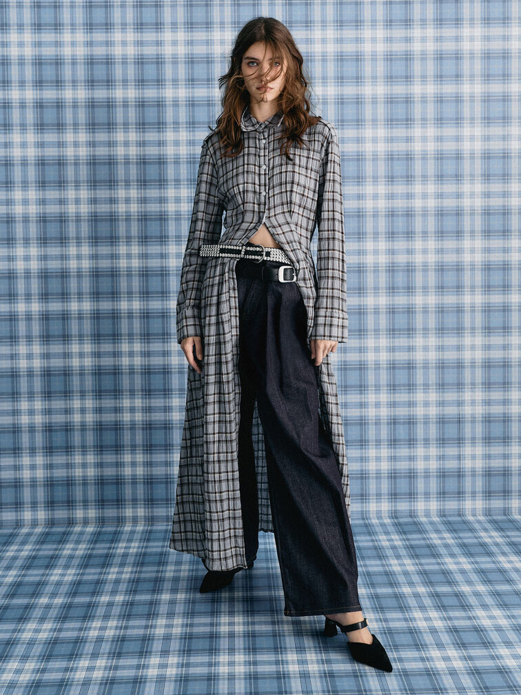 Sepatu Mules Heeled Lando Faux Suede, Black2, hi-res