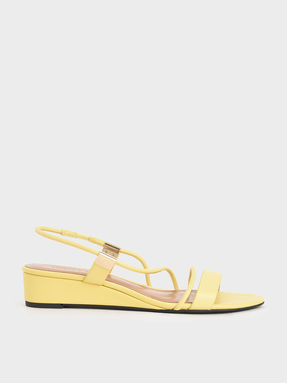 Sepatu Wedges Strappy Slingback, Yellow, hi-res