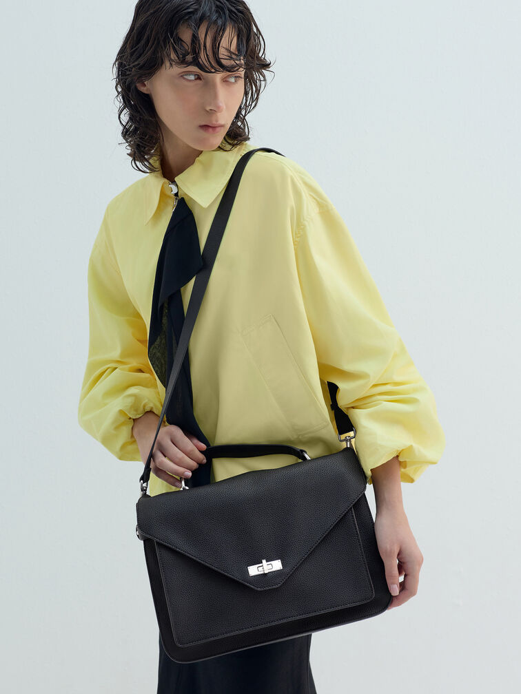 Chance Turn-Lock Top-Handle Bag, Noir, hi-res