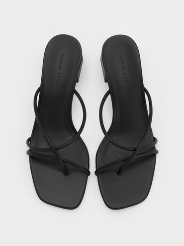 Sandal Block-Heel Toe-Ring Strappy, Black, hi-res