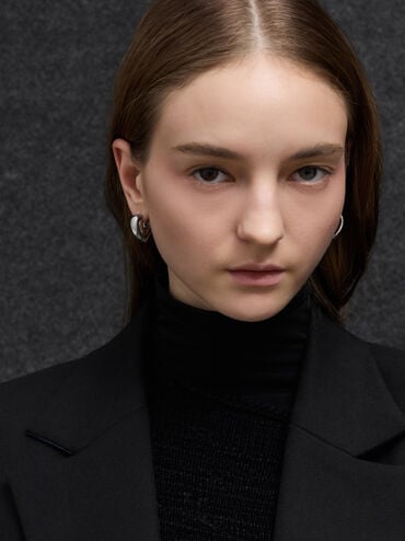 Anting Huggie Annalise, Silver, hi-res