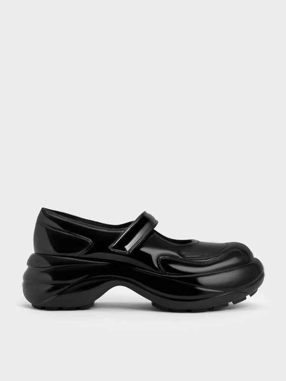 Sepatu Roony Patent Mary Janes, Black, hi-res