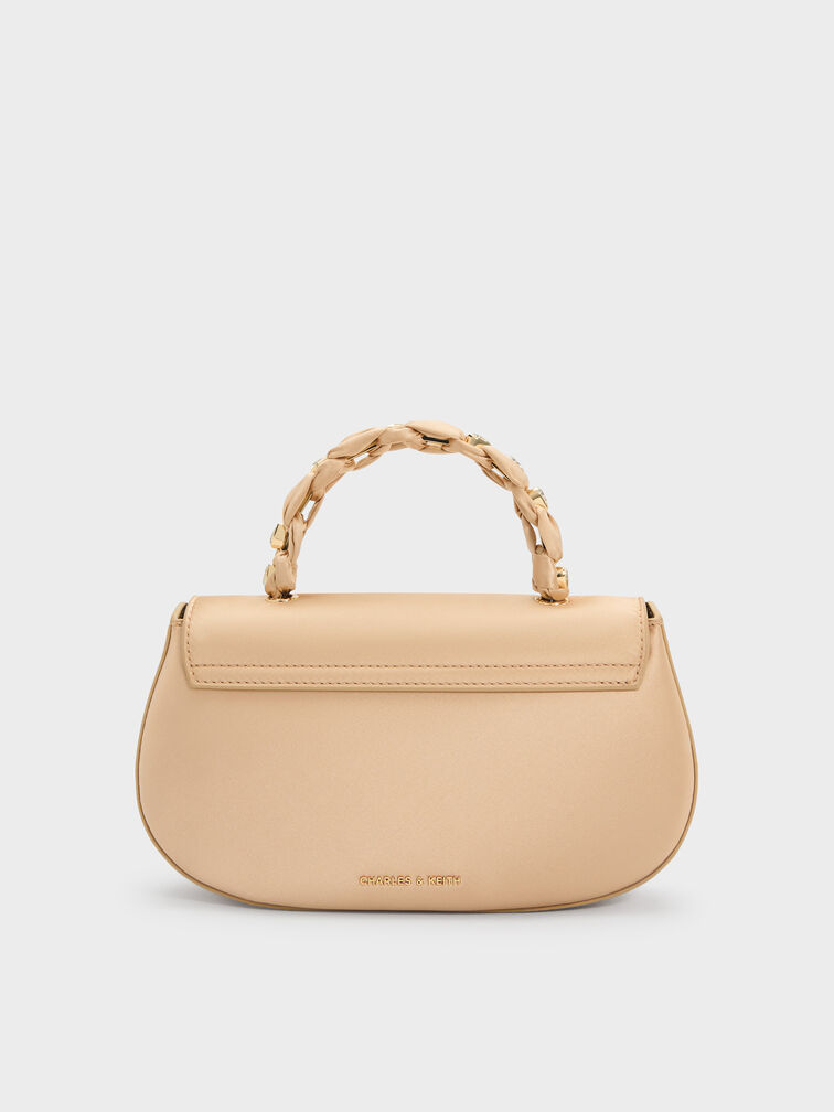 Eilian Satin Braided Top Handle Bag, Champagne, hi-res