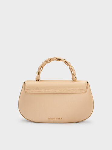 Eilian Satin Braided Top Handle Bag, Champagne, hi-res