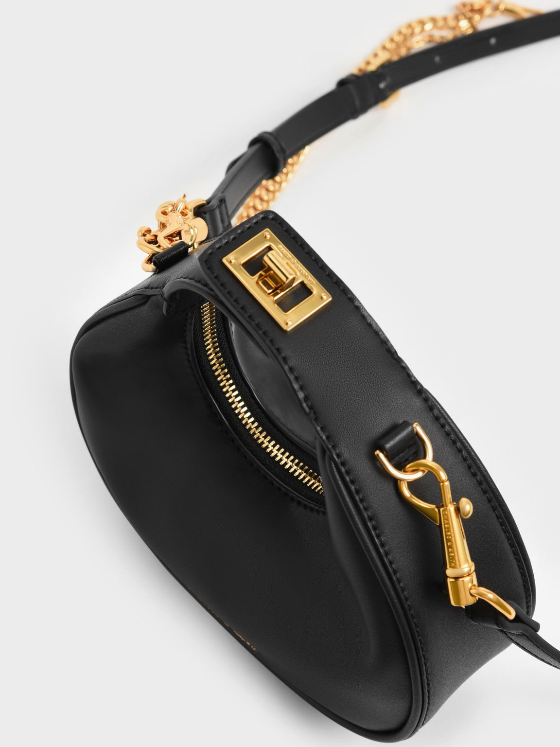 Mini Crescent Hobo Bag, Black, hi-res