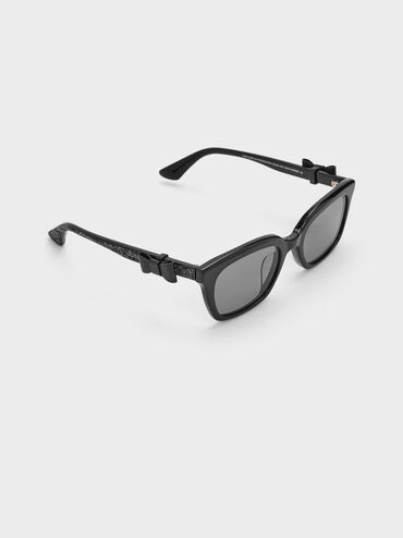 Kacamata Rectangular Bow Tanya, Jet Black, hi-res
