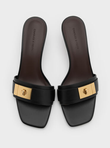 Sepatu Mules Kitten-Heel Aelin, Black, hi-res