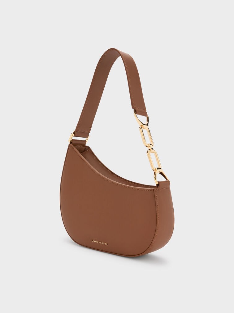 Agatha Chain-Accent Shoulder Bag, Chocolate, hi-res