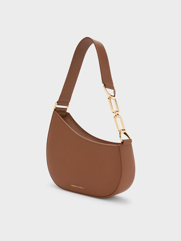 Agatha Chain-Accent Shoulder Bag, Chocolate, hi-res
