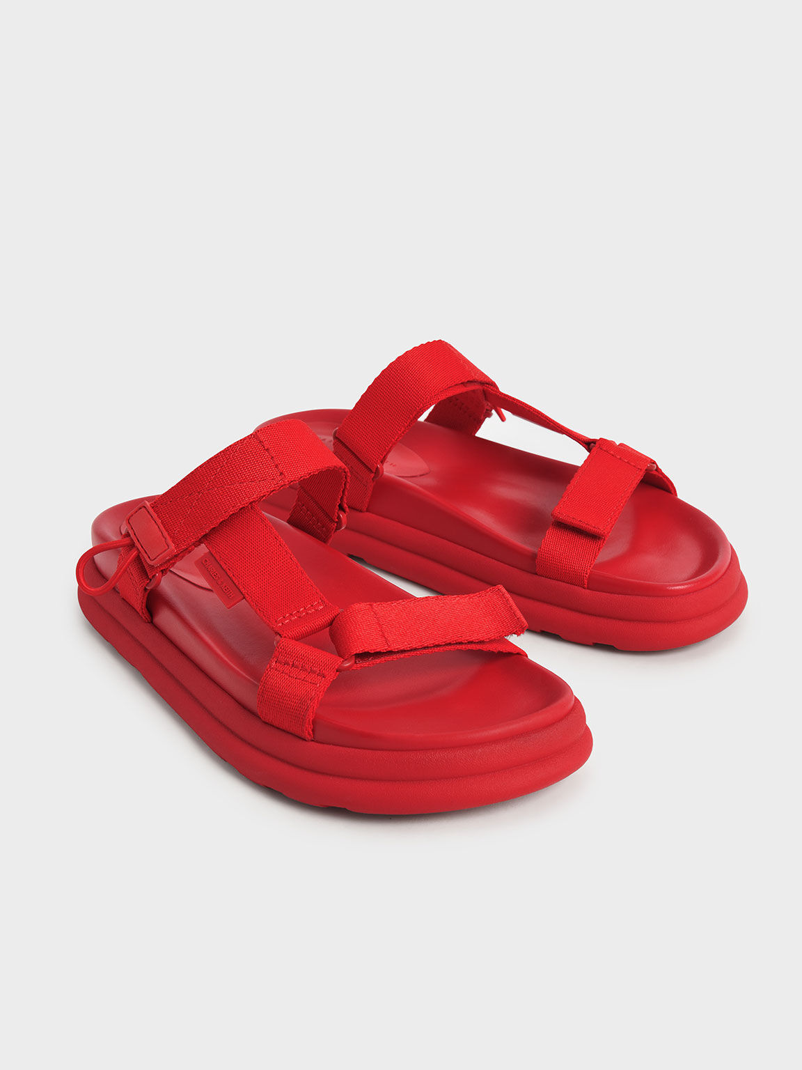 Sandal Sport Polyester Velcro Strap, Red, hi-res