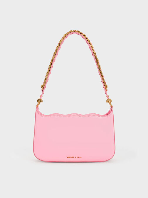 Braided Chain-Link Wavy Bag, Pink, hi-res