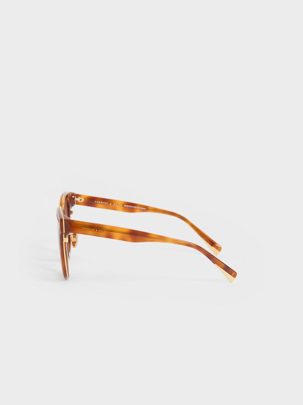 Gold-Trim Rectangular Sunglasses, T. Shell, hi-res