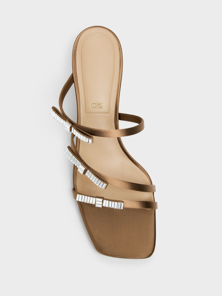 Jessy Gem-Bow Heeled Sandals, Brown, hi-res