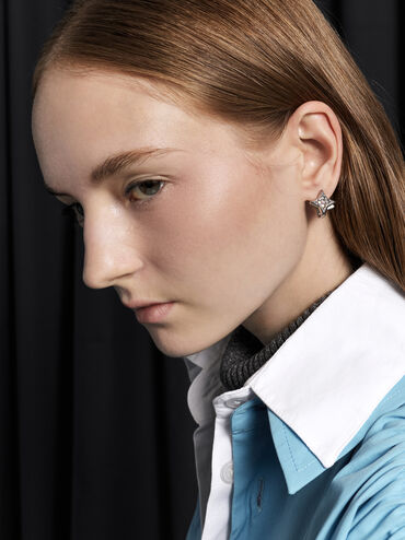 Anting Crystal Star Everest, Silver, hi-res