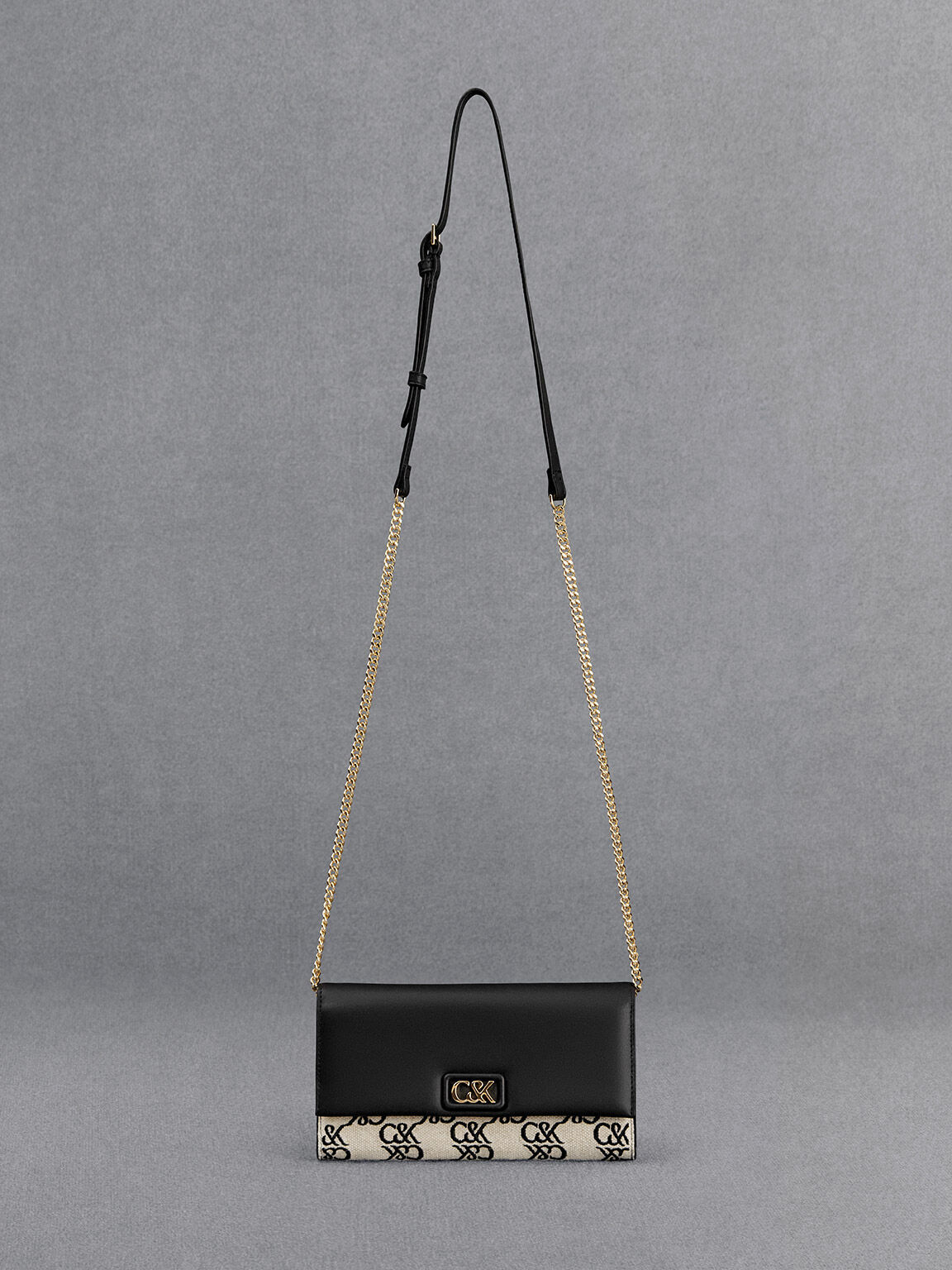Multicoloured Leather Canvas Chain Strap Wallet CHARLES KEITH ID