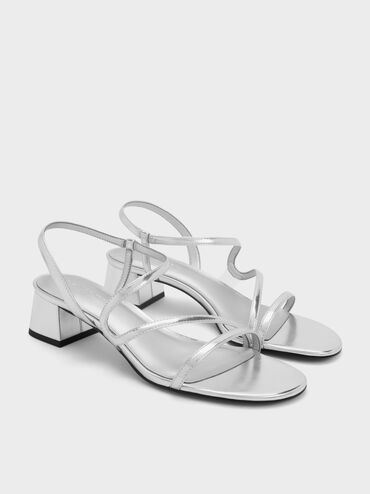 Sandal Slingbacl Wavy Metallic Arden, Silver, hi-res